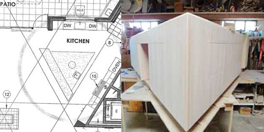 blueprint for unusual kitchen