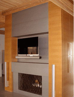 Unusual fireplace feature wall